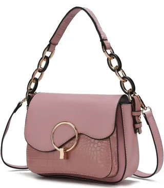 MKF Collection by Mia K Fanta Croc Shoulder Handbag - Pink