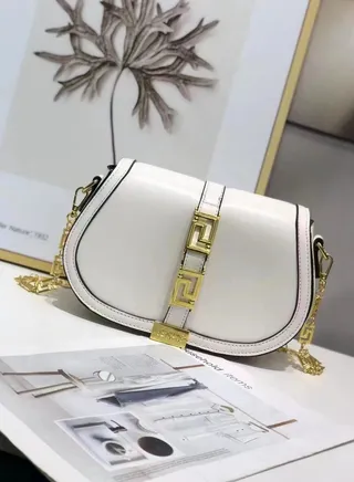 New Luxury Designer Metal Chain Handbag Shoulder Bag Women Black  Leather 