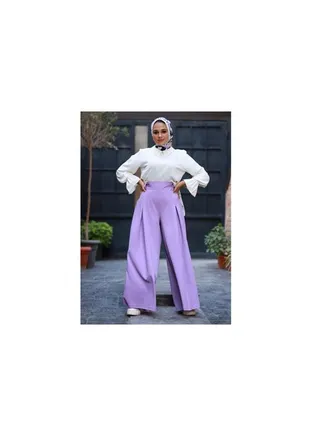 Casual Plain Basic High-Rise Pants Purple 