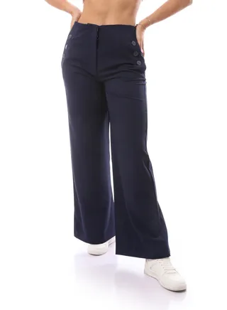TR High Waist Classic Pants With Buttons -Navy 