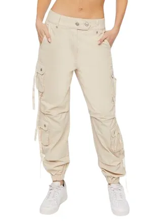 Twill Lace-Up Cargo Joggers 