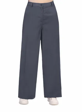 High Waist Wide Leg Womens Pants - Gray 