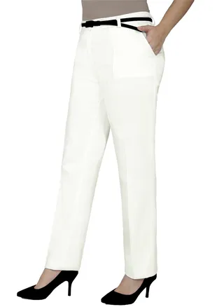 Straight Leg Pants With Pockets - Off White 