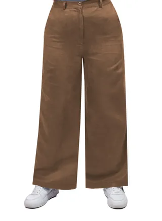 Wide Leg Womens Faux Suede Pants - Havan 