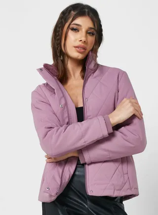 Urban Minx Urban Minx Padded Jacket With Collar Fur 