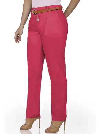 Straight Leg Pants With Pockets - Fuchsia 