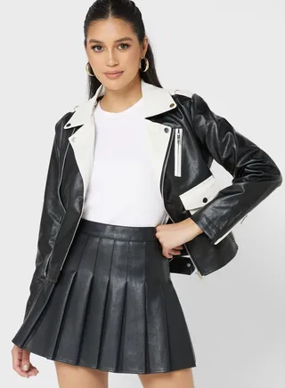 Biker Jacket With Contrast Trims 