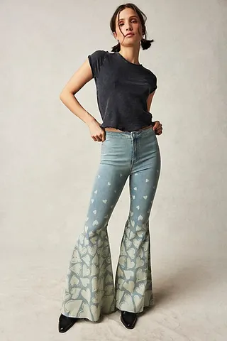 Just Float On Flare Printed Jeans by We The Free at Free People