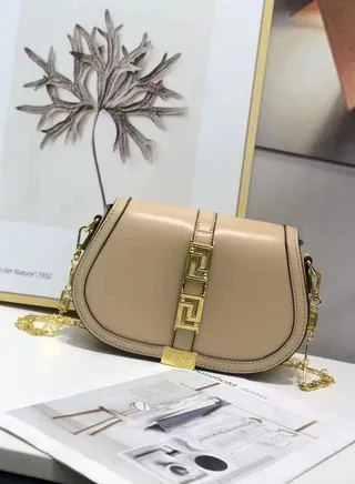 New Luxury Designer Metal Chain Handbag Shoulder Bag Women Gold  leather 