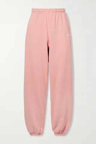 Sporty & Rich - Embroidered Cotton-jersey Track Pants - Pink