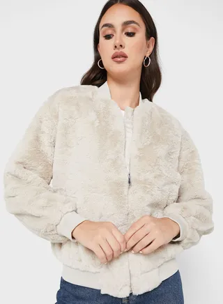Zip Through Fur Jacket 