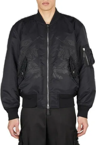Burberry Equestrian Knight-Printed Zipped Bomber Jacket