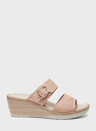 Double Strap Wedge Sandals 