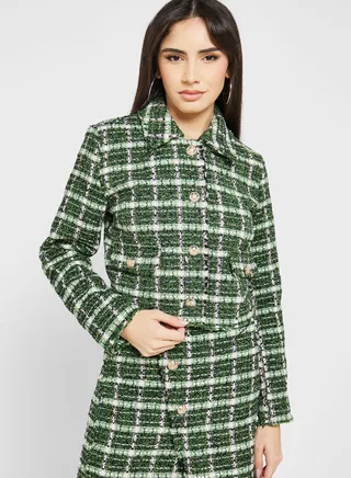 Checked Pocket Detail Jacket 