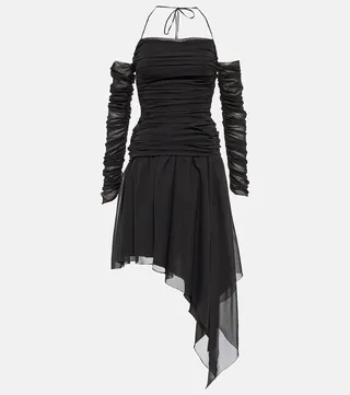 Ruched silk-blend minidress