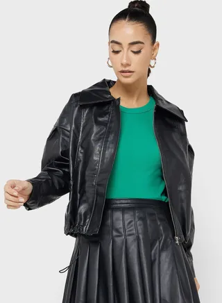 Aviator Leather Look Jacket 