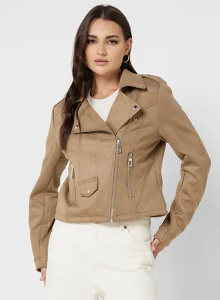 Zip Detail Pu Jacket 