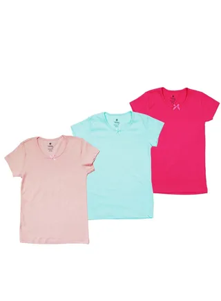 Undershirts set for Girls - 3 pieces-Color and Print May Vary 