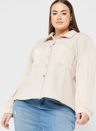 Knit Textured Pocket Detail Jacket 