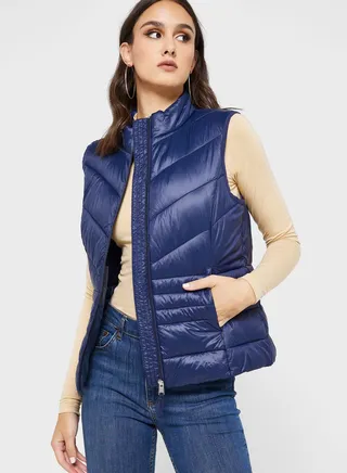 Zip Through Puffer Vest Jacket 