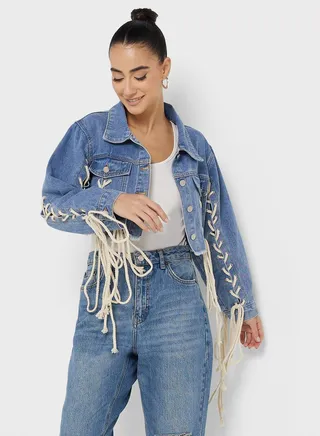 Laced Detail Denim Jacket 