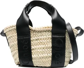 Logo-Print Raffia Tote Bag