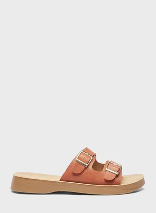 Buckle Accent Slip-On Sandals 