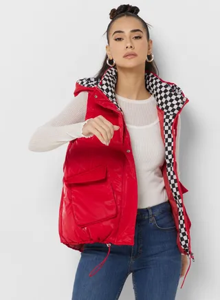 Urban Minx Hoodie Padded Vest Jacket