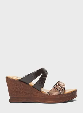 Multi Strap High Heel Wedge Sandals 