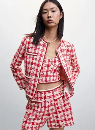 Checked Pocket Detail Jacket 
