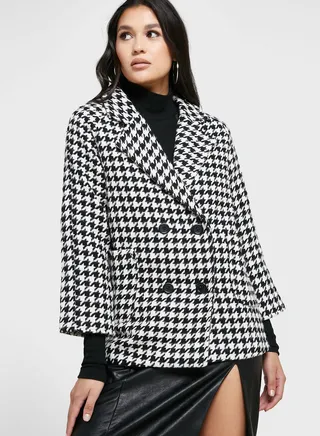 Houndstooth Detail Coat 