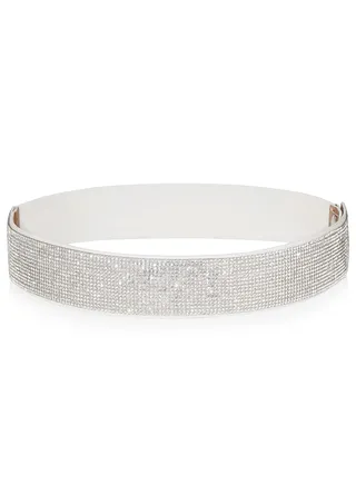 Rhinestone Elastic PU Leather Belt Shiny Crystal Stretch Waist Belt Wide Waist Band for Women Dress 