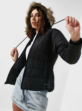 Urban Minx Urban Minx Classic Padded Jacket With Hood 