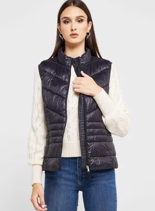 Zip Through Puffer Vest Jacket 