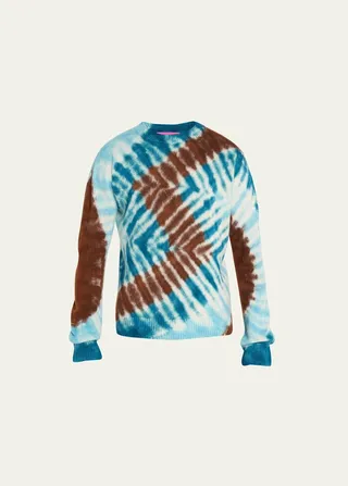 Men's Zigzag Tie-Dye Cashmere Sweater