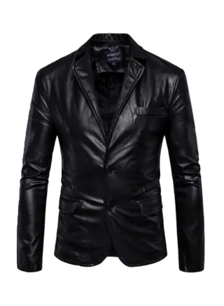 Plain Leather Jacket black 
