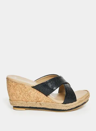Cross Band Wedge Heel Sandals