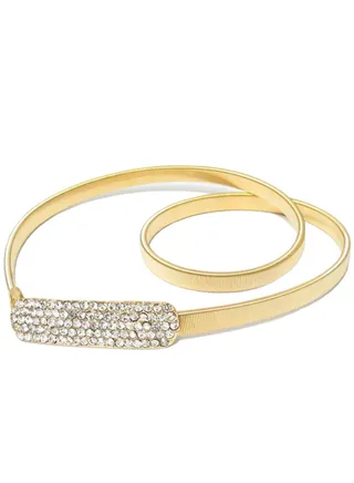 Stretch Waist Belt for Women Thin Skinny Metal Chain Women Waistband with Rhinestone Buckle for Dress Jeans Pants 