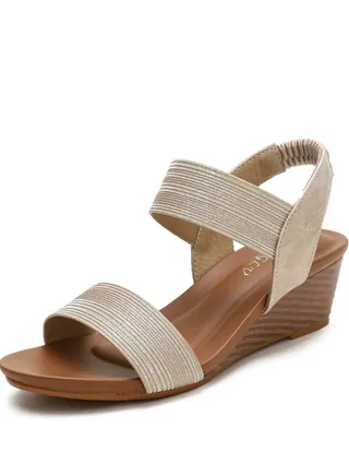 Fashion One-Line Wedge Heel Sandals 5CM Gold 