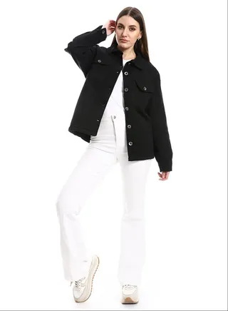 Winter Essential Fur Lined Plain Casual Jacket 