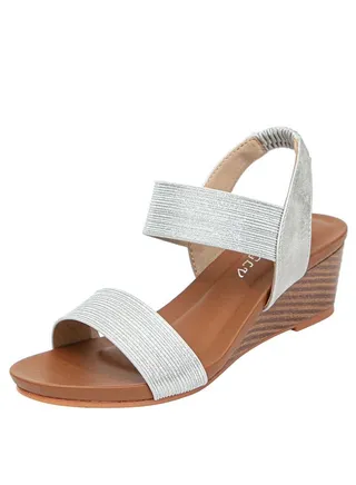 Fashion One-Line Wedge Heel Sandals 5CM Silver 