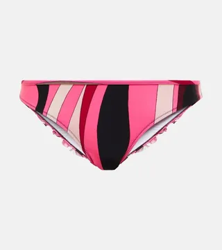 Printed string bikini bottoms