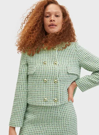 Checked Button Detail Jacket 