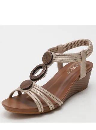 Vintage Casual Large Wedge Heel Sandals 5CM Beige 