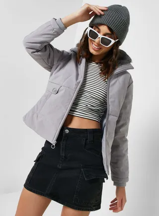 Urban Minx Urban Minx Longline Padded Jacket With Hood 