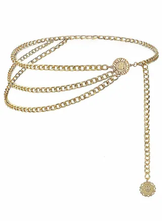 Metal Waist Chain Belts, Multi Layer Dress Belts for Jeans Skirts Pants Dresses Girls Women 