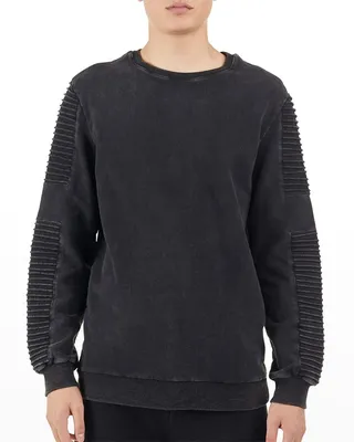 Men's Montana Pintuck Sleeve Fleece Crewneck Sweater - BCI Cotton