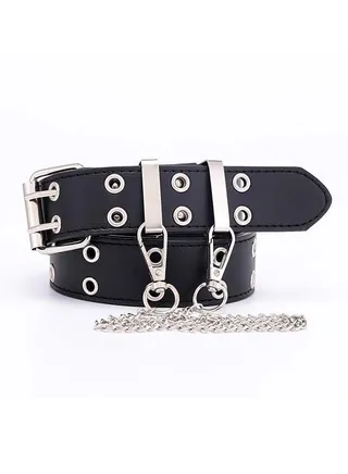 Punk Double Grommet Leather Belt 