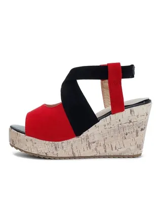 Charmy Wedges Sandals Red/Black 