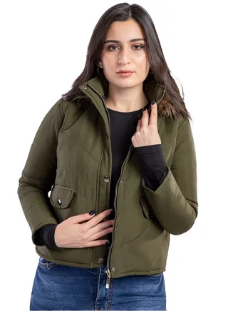 short padded parka faux-fur 